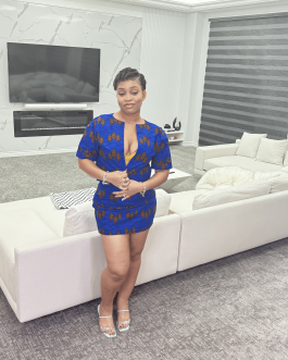 Chic Blue leaf print Ankara two piece set