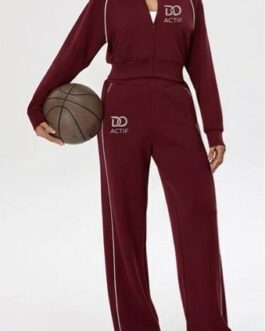 Casual Yoga Tracksuit set (Wine Red)
